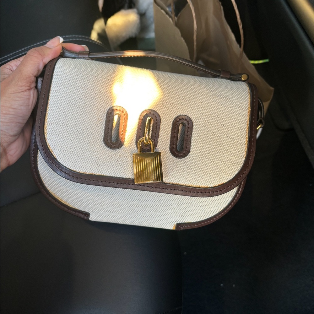 Elegant Cream and Brown Women's Bag